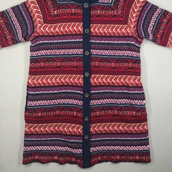 St John's Bay Cardigan Women's XL Red Fair Isle Knit Button Sweater Pocket Aztec - Picture 11 of 15